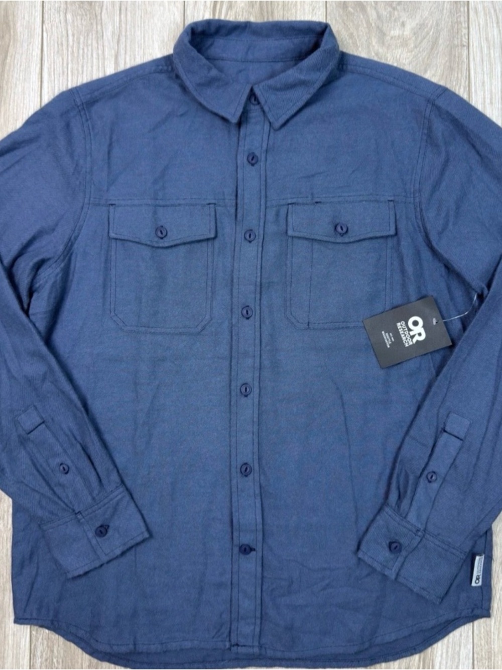 Outdoor Research Feedback Flannel Shirt Mens L Blue Lightweight NWT
